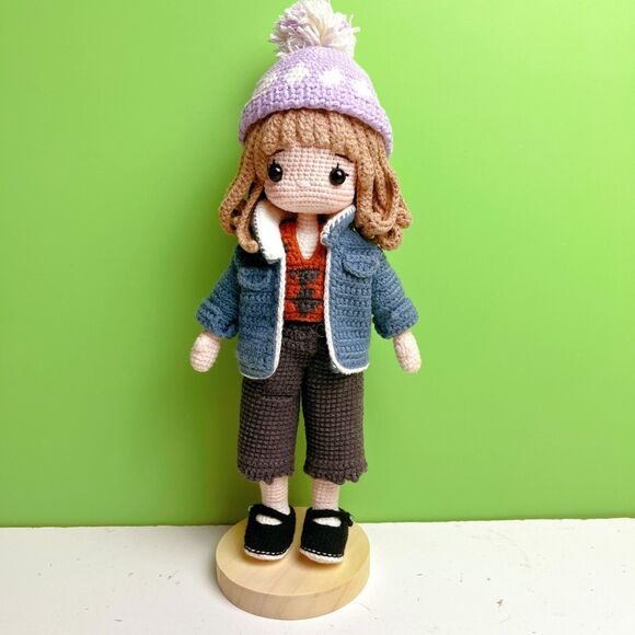 Winter Girl Crochet Doll with Beanie | Christmas Amigurumi | Kawaii Plush - Picture 1 of 9